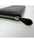Chanel Caviar Quilted Large Gusset  Zip Around Black Wallet