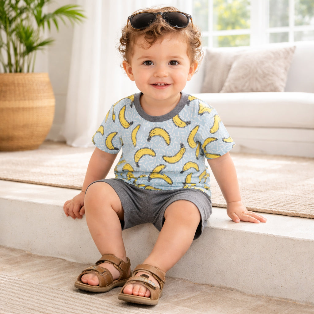 Banana Split Bamboo T-Shirt &amp; Cotton Shorts Set for Boys