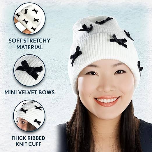 Mini Velvet Bows Beanie