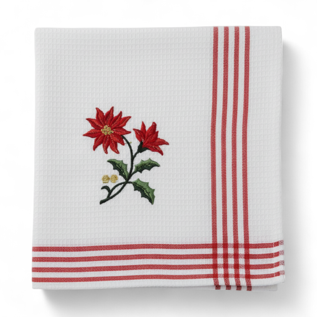 Pointsettia Tea Towel