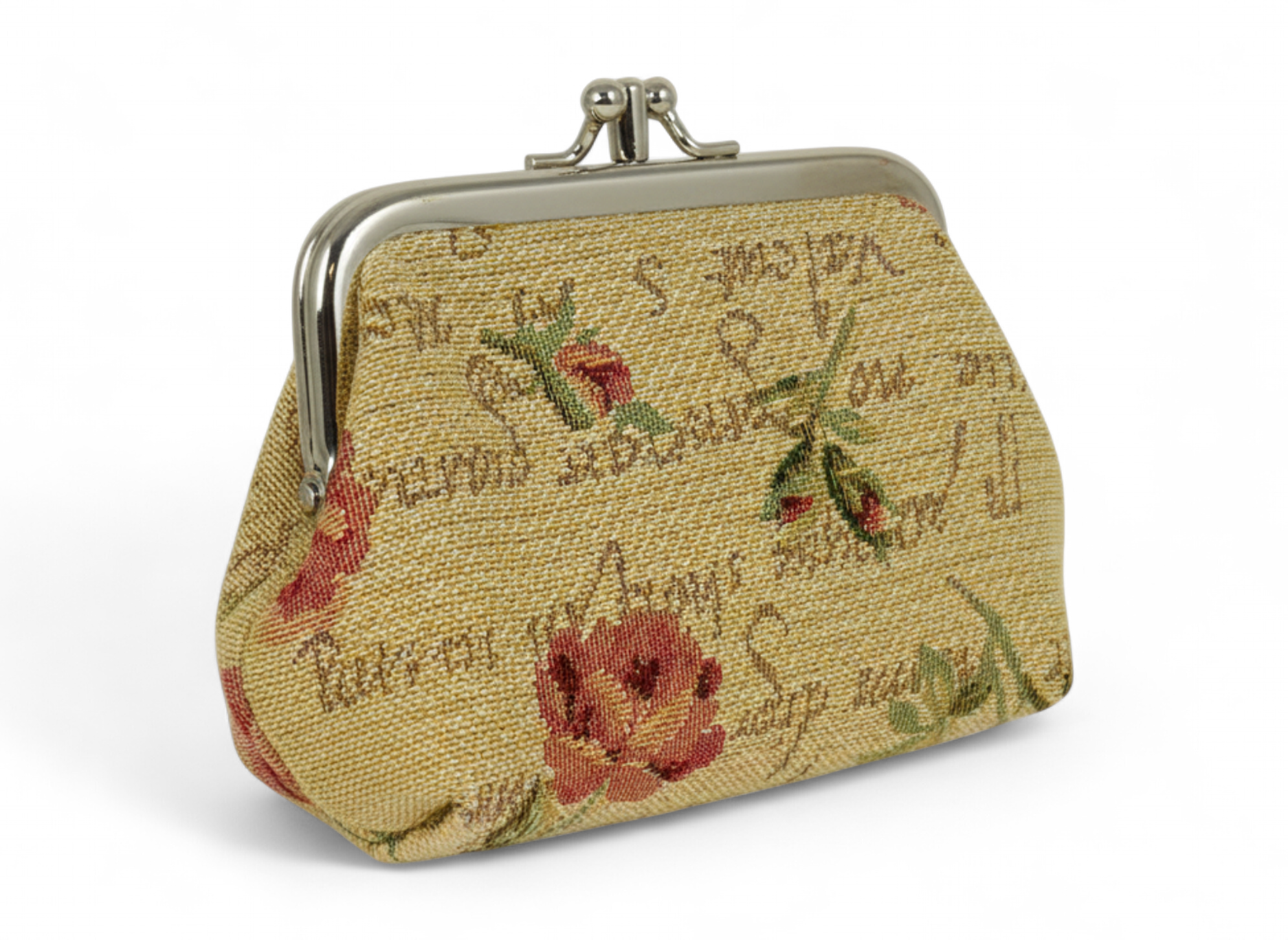 English Rose Tapestry Double Kiss Lock Coin Purse