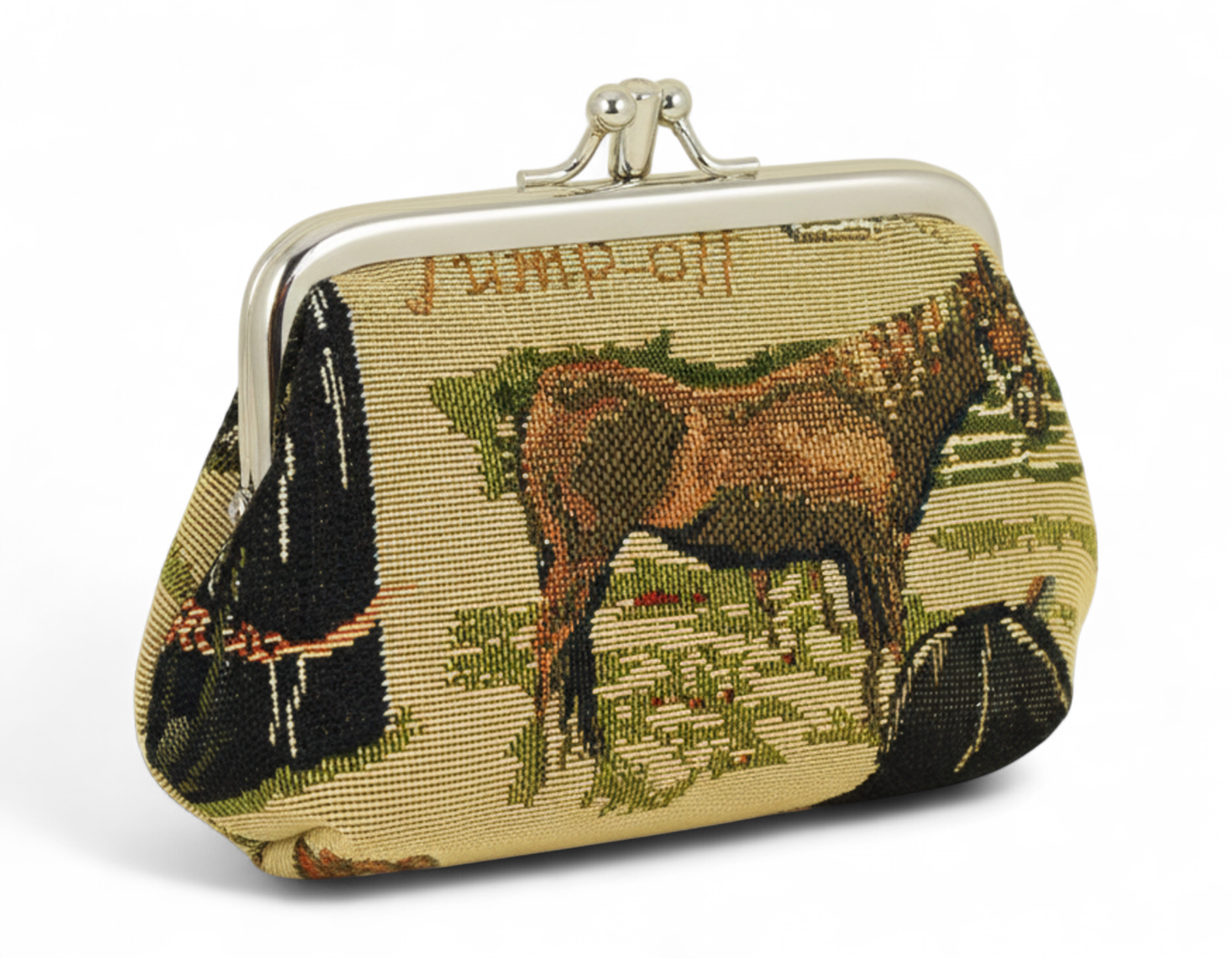 Equestrian Tapestry Double Kiss Lock Coin Purse