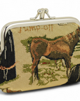 Equestrian Tapestry Double Kiss Lock Coin Purse