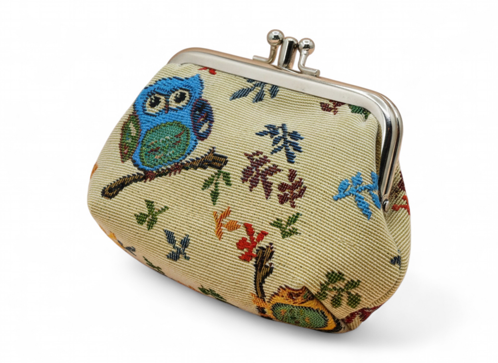 Owls Tapestry Double Kiss Lock Coin Purse