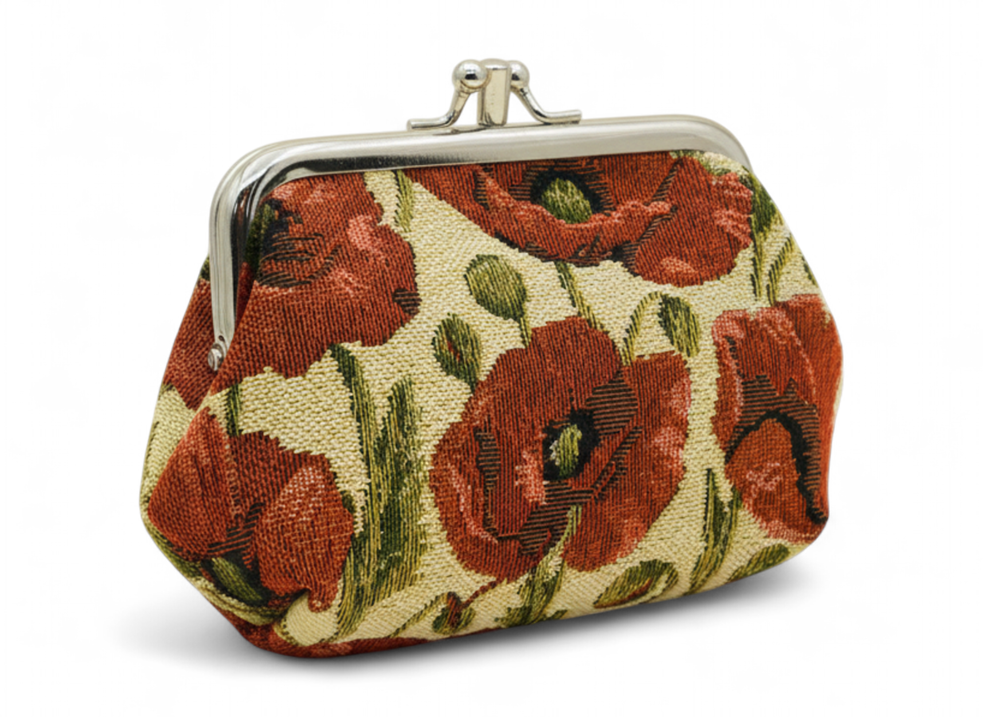 Poppy Tapestry Double Kiss Lock Coin Purse