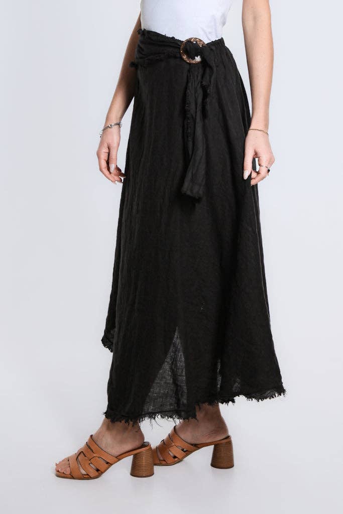 Tina Stephens Maureen Diagonal High Low Linen Skirt SS104