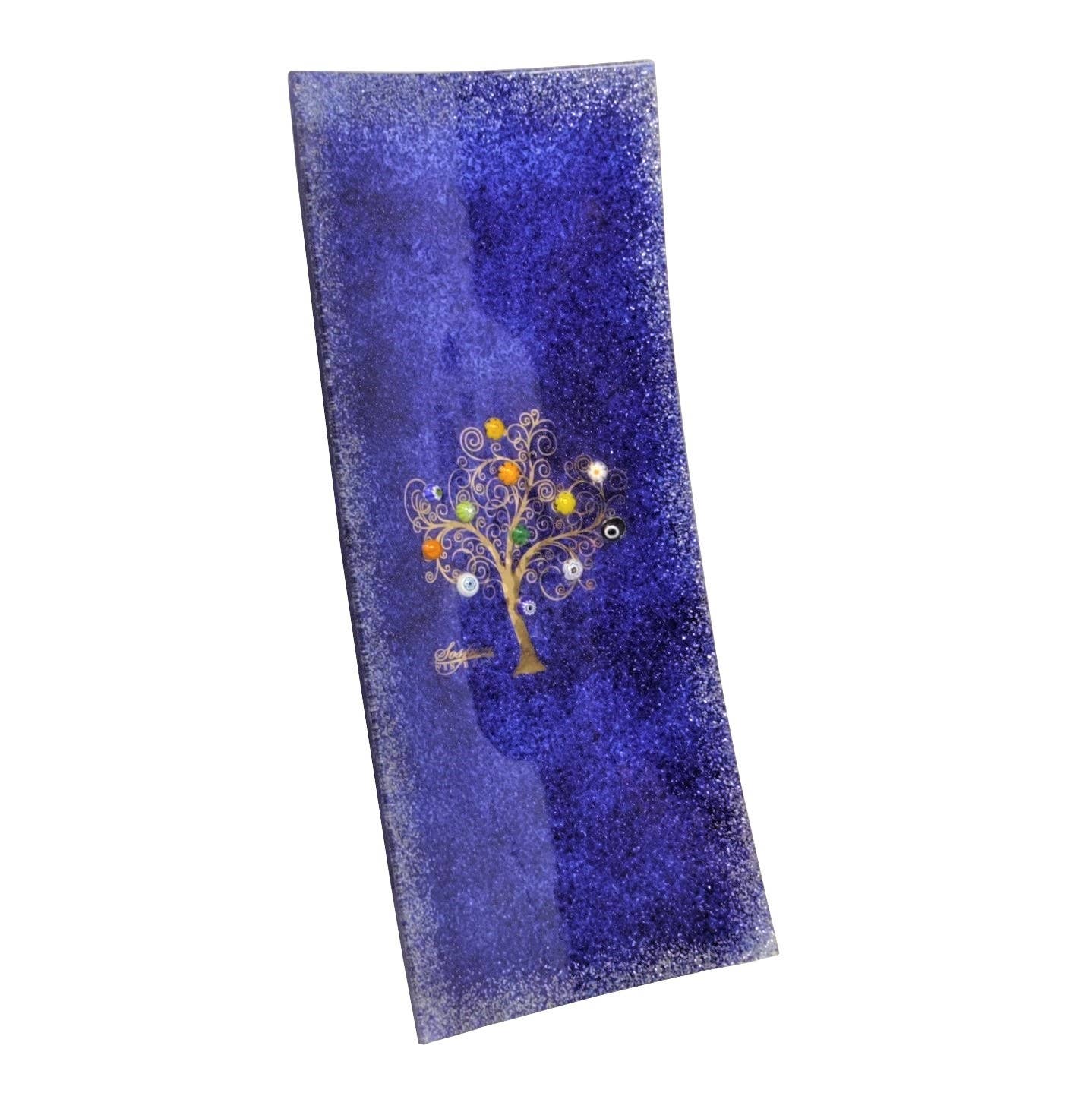 Tree of Life pocket emptying, rectangular blue cm 29x13