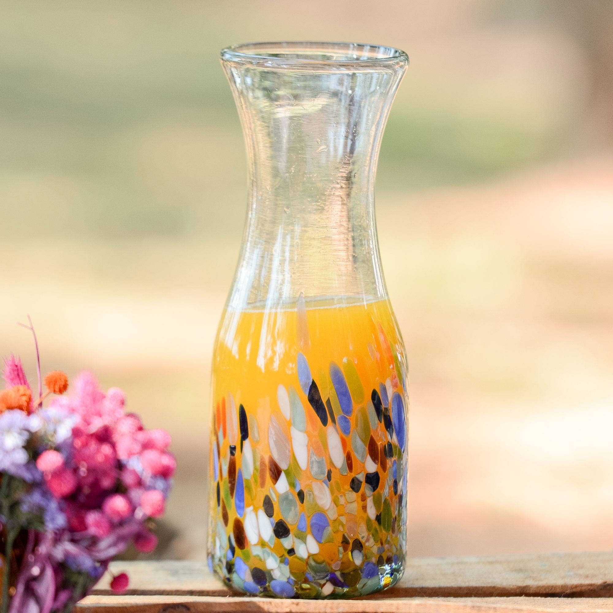 NOVICA Confetti Festival Blown Glass Carafe