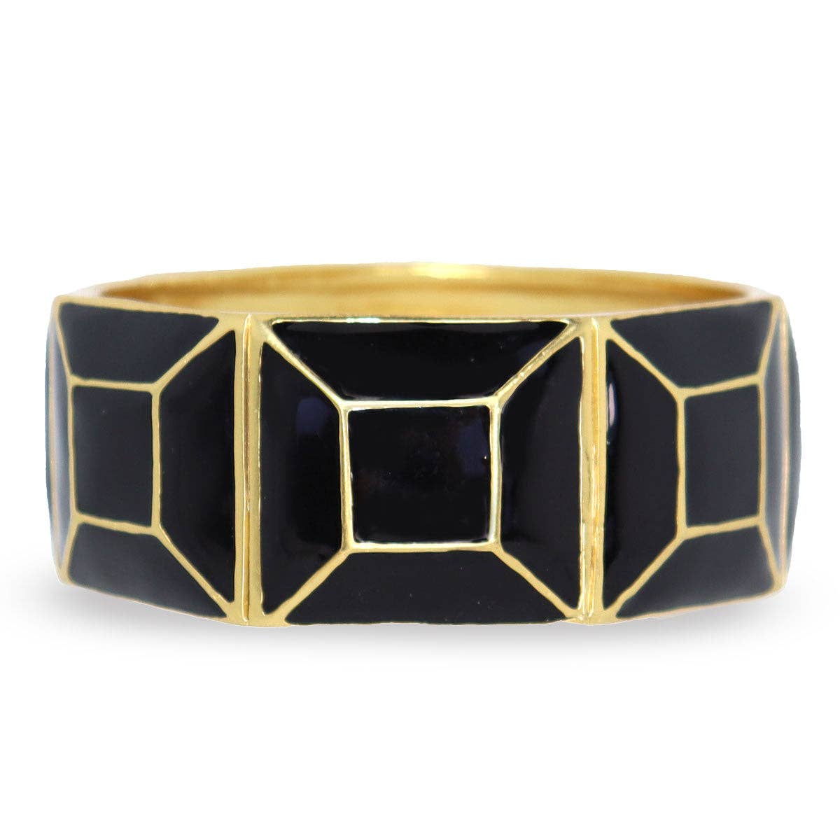Art Deco Black &amp; Gold Bangle Bracelet