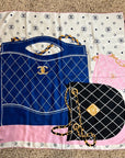 Chanel Silk Pink Black Blue Scarf
