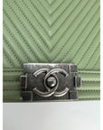 Chanel Calfskin Chevron Quilted Medium Boy Flap Light Green Bag