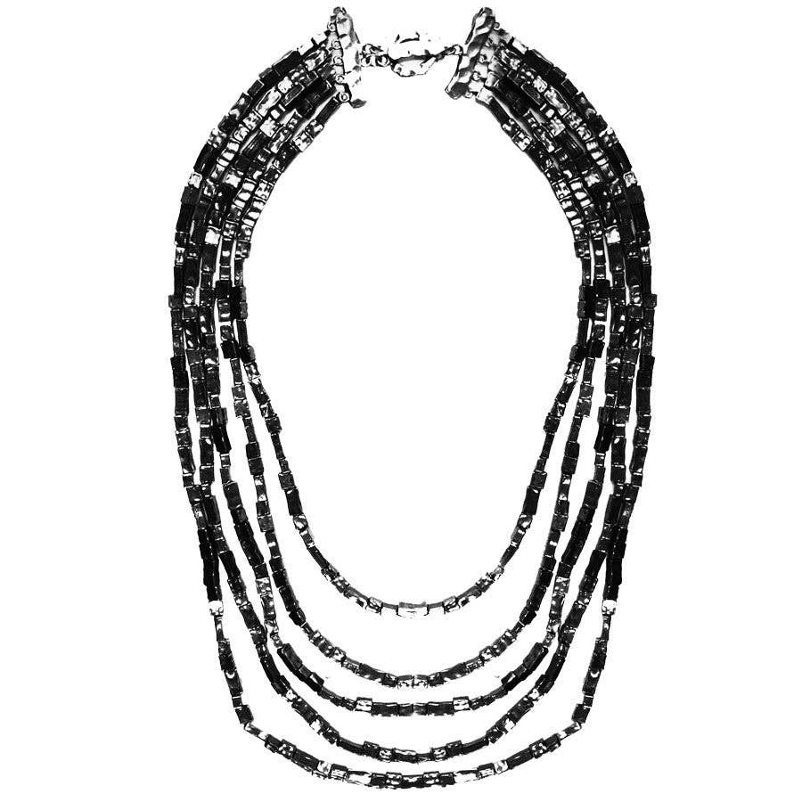 Multi layer statement necklace in gold or silver