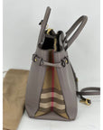Burberry Banner House Check Leather Canvas Medium Hand Shoulder Bag