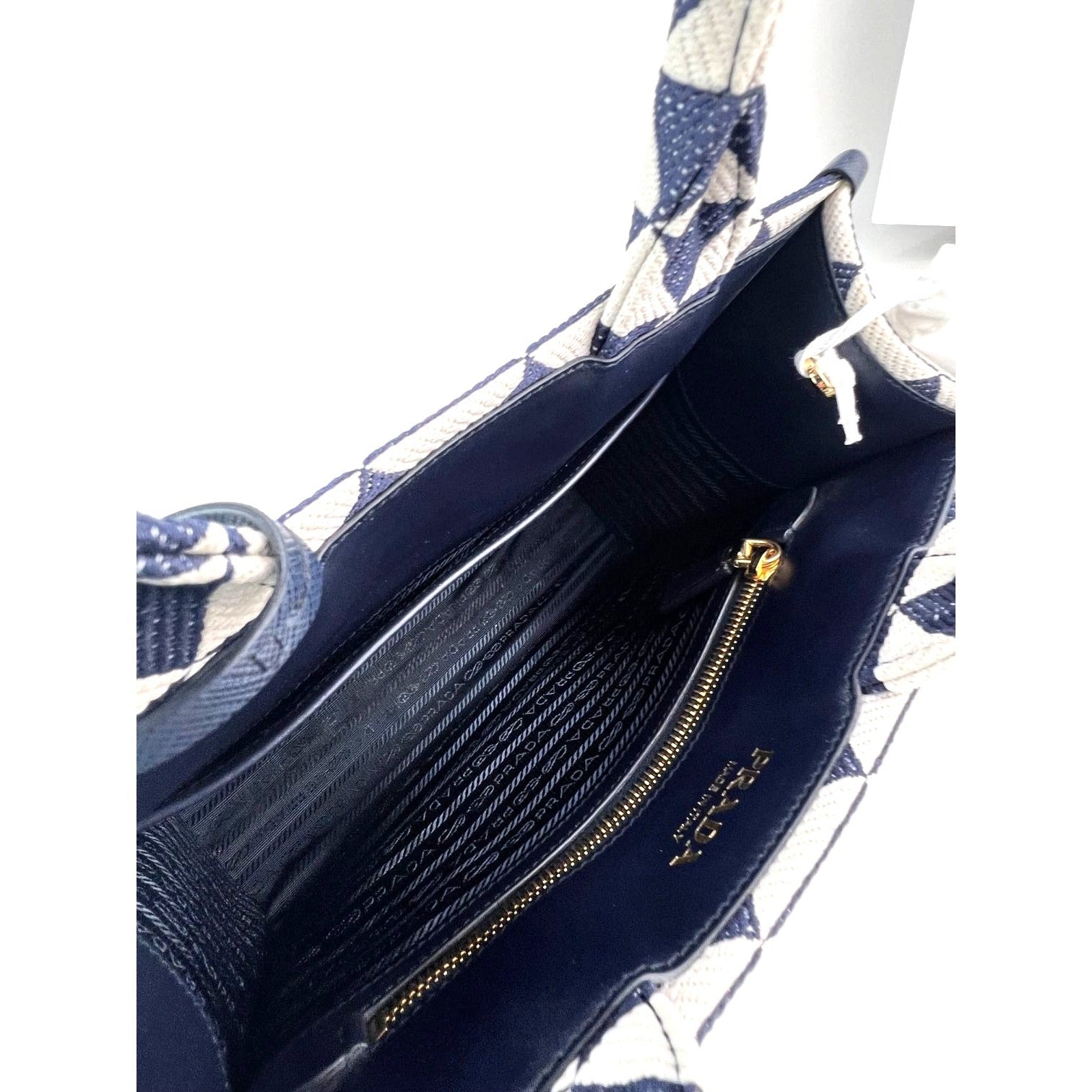 Prada Small Symbole Embroidered Fabric Handbag