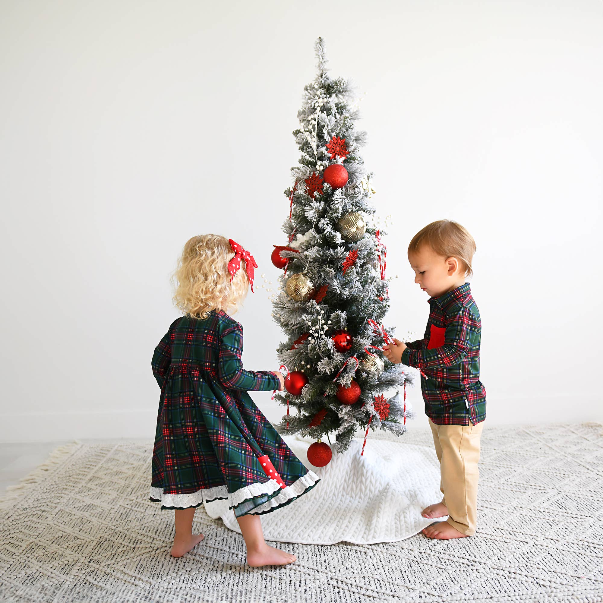 Kane Tartan &amp; Ruby Dot Button Dress Christmas Tartan