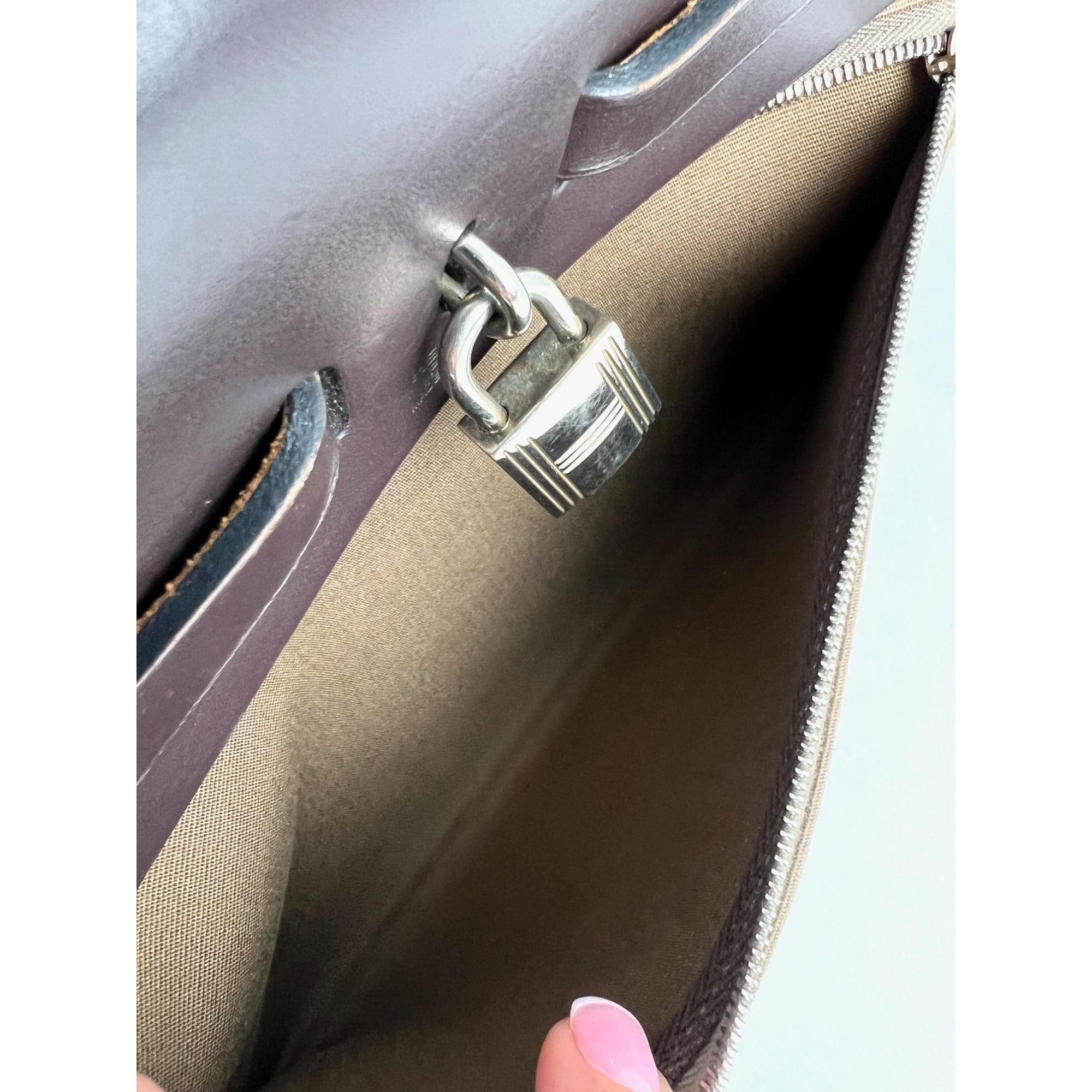 HERMÈS Toile Vache Hunter Herbag Zip 31 PM Etoupe Ebene Shoulder Bag