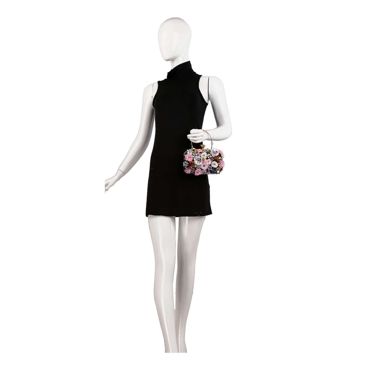 Floral Appliqué Evening Bag