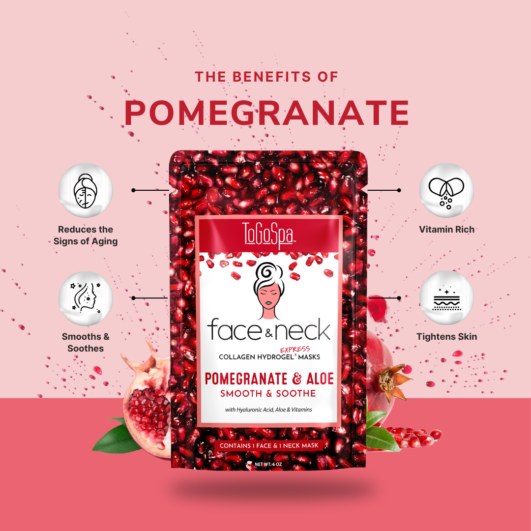 ToGoSpa Face &amp; Neck Pomegranate &amp; Aloe Collagen Hydrogel Express Masks