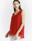Tina Stephens Made In Italy Dina Silk V-Neck Tank