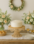 Woven Scallop Round Handwoven Iraca Cake Stand