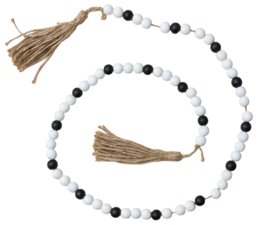 Black And White Beaded Farmhouse Garland