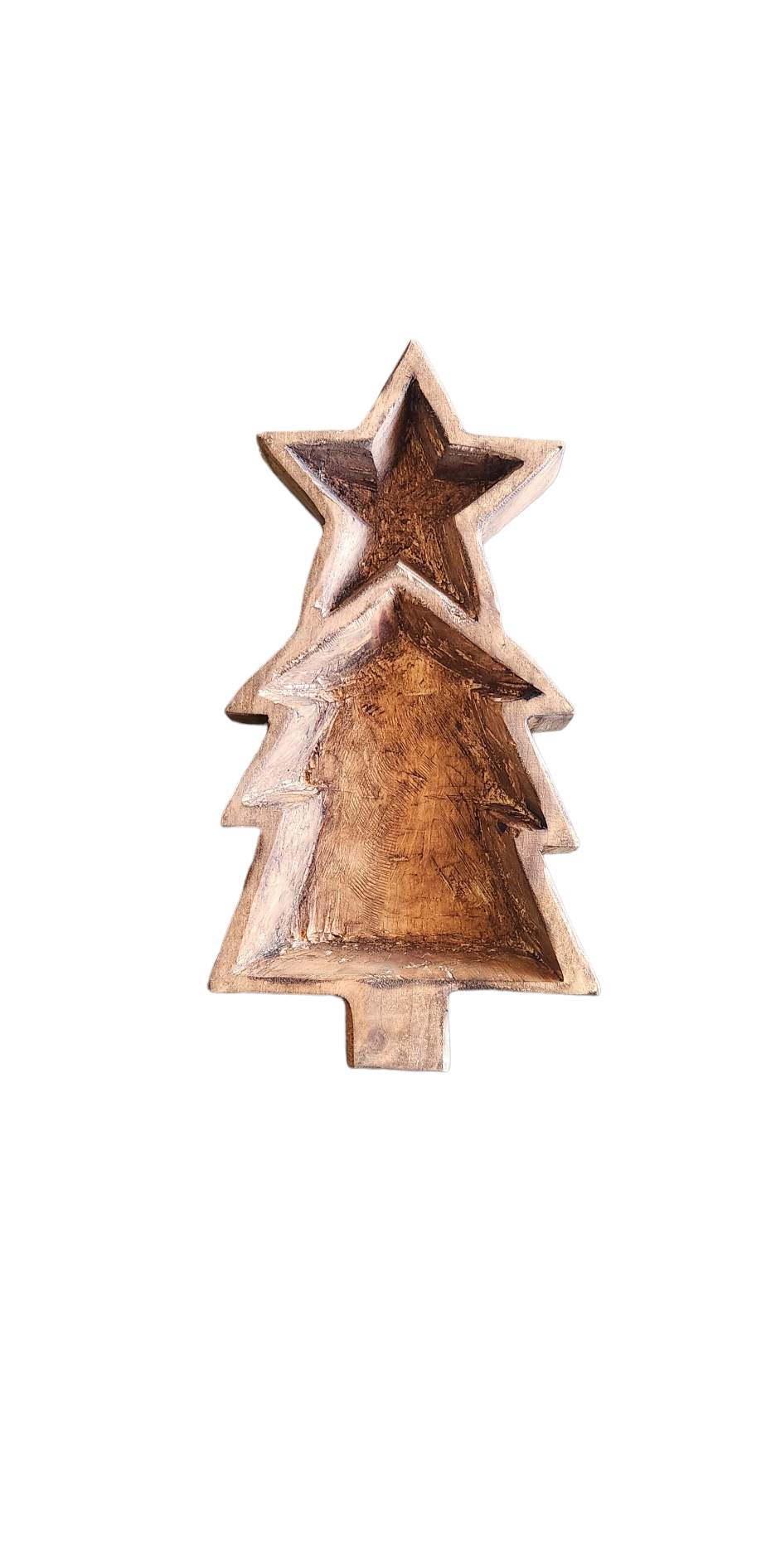 Large Christmas tree with star wood bowl