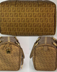 Fendi Boston Gold Coated Canvas Handbag