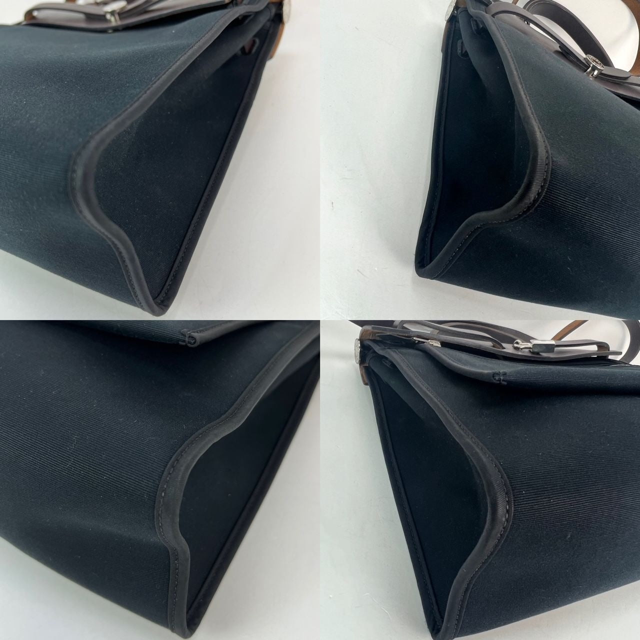 HERMÈS Toile Vache Hunter Herbag Zip 31 PM Black Ebene Shoulder Bag