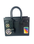 Saint Laurent Sac De Jour Embellished Patches Baby Black Leather Shoulder Bag