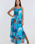 Marla Funky Geo Silk Maxi Dress