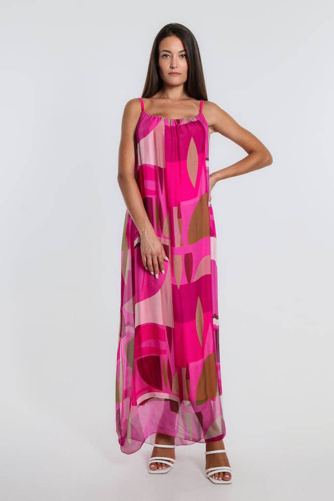 Marla Funky Geo Silk Maxi Dress