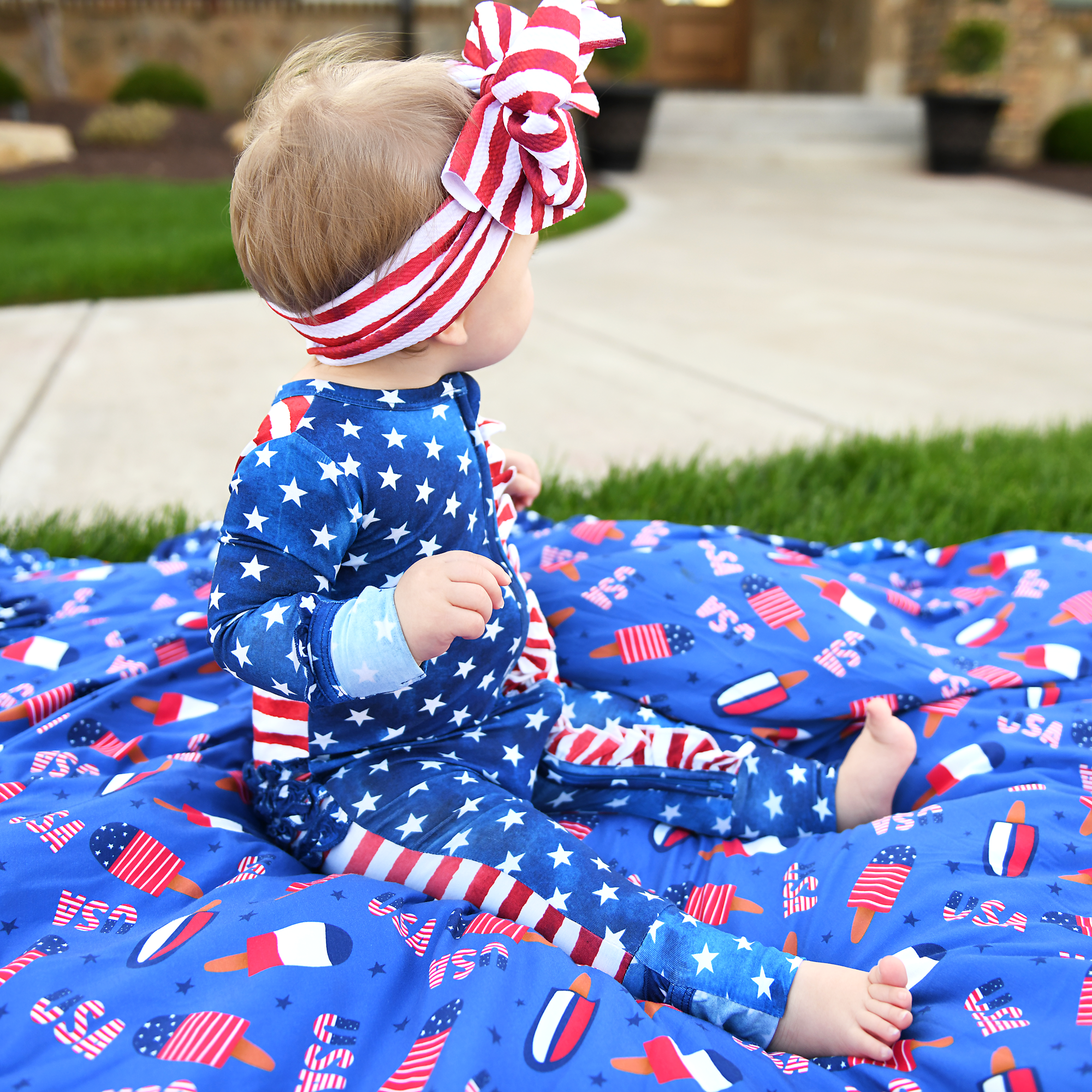 Tie Dye Stars &amp; Stripes Ruffle ZIP