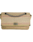 Chanel 2.55 Reissue 225 Single Flap Pink Multicolor Cotton Tweed Shoulder Bag