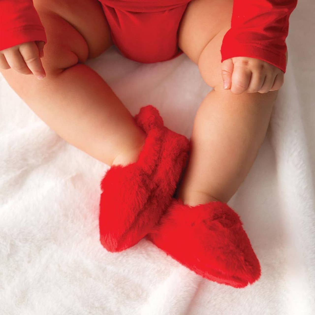 Plush Red Baby Slippers