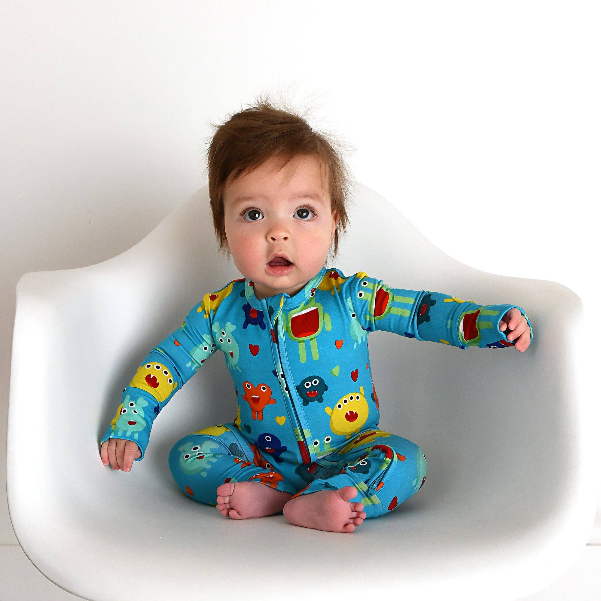 Finn Zip Bamboo Valentines Day Monster Baby Outfit