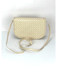 Bottega Veneta Intreciato White Leather Shoulder Clutch Bag