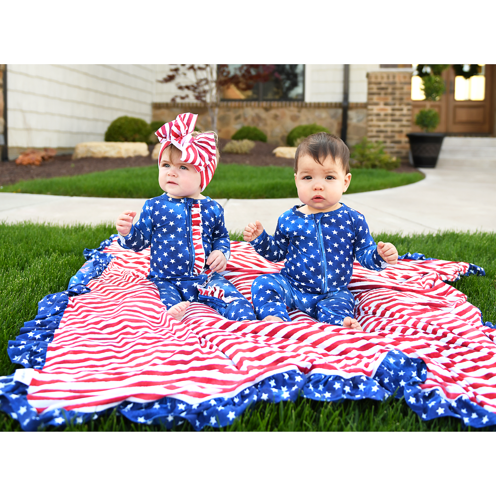 Tie Dye Stars &amp; Stripes Ruffle ZIP