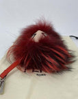 Fendi Red Fur Bag Bugs Leather Key Chain / Bag Charm