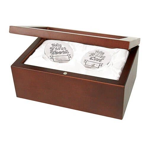 Rosewood Finish Keepsake First Tooth &amp; Curl Box Set
