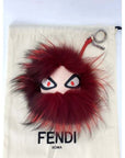 Fendi Red Fur Bag Bugs Leather Key Chain / Bag Charm