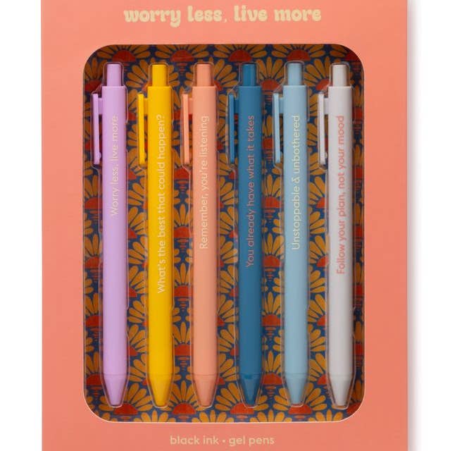 Worry Less Live More Quotable Gel Pen Set