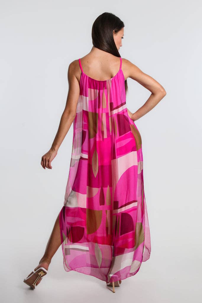 Marla Funky Geo Silk Maxi Dress