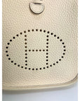 HERMÈS Taurillon Clemence Evelyne TPM Nata White Crossbody Bag