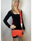 CHANEL Lambskin Quilted Medium Boy Red Flap Bag
