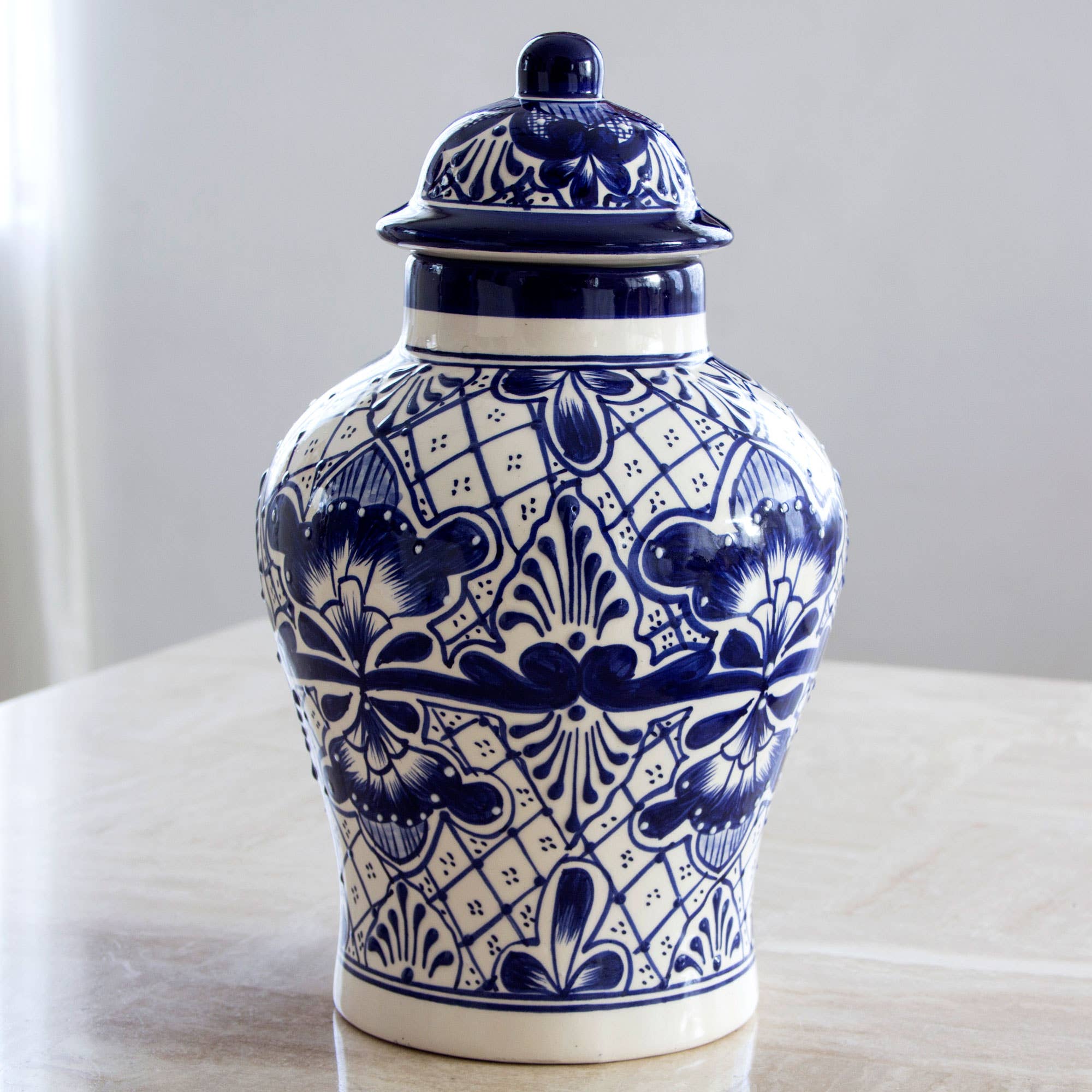 NOVICA Handmade Cobalt Ceramic Jar