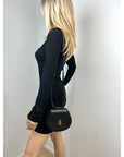 Bottega Veneta Palmellato Calfskin Rounded Black Belt Bag