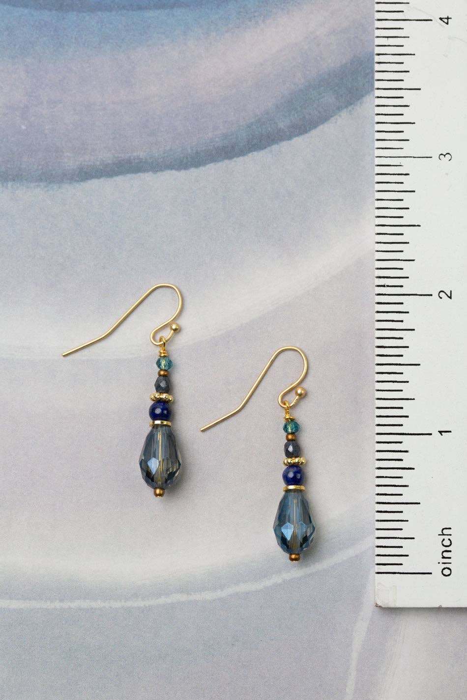Lapis Lazuli, Czech Glass and Blue Crystal Drop Earrings