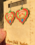 Strawberry Shortcake Hand Painted Wood Dangle Earrings