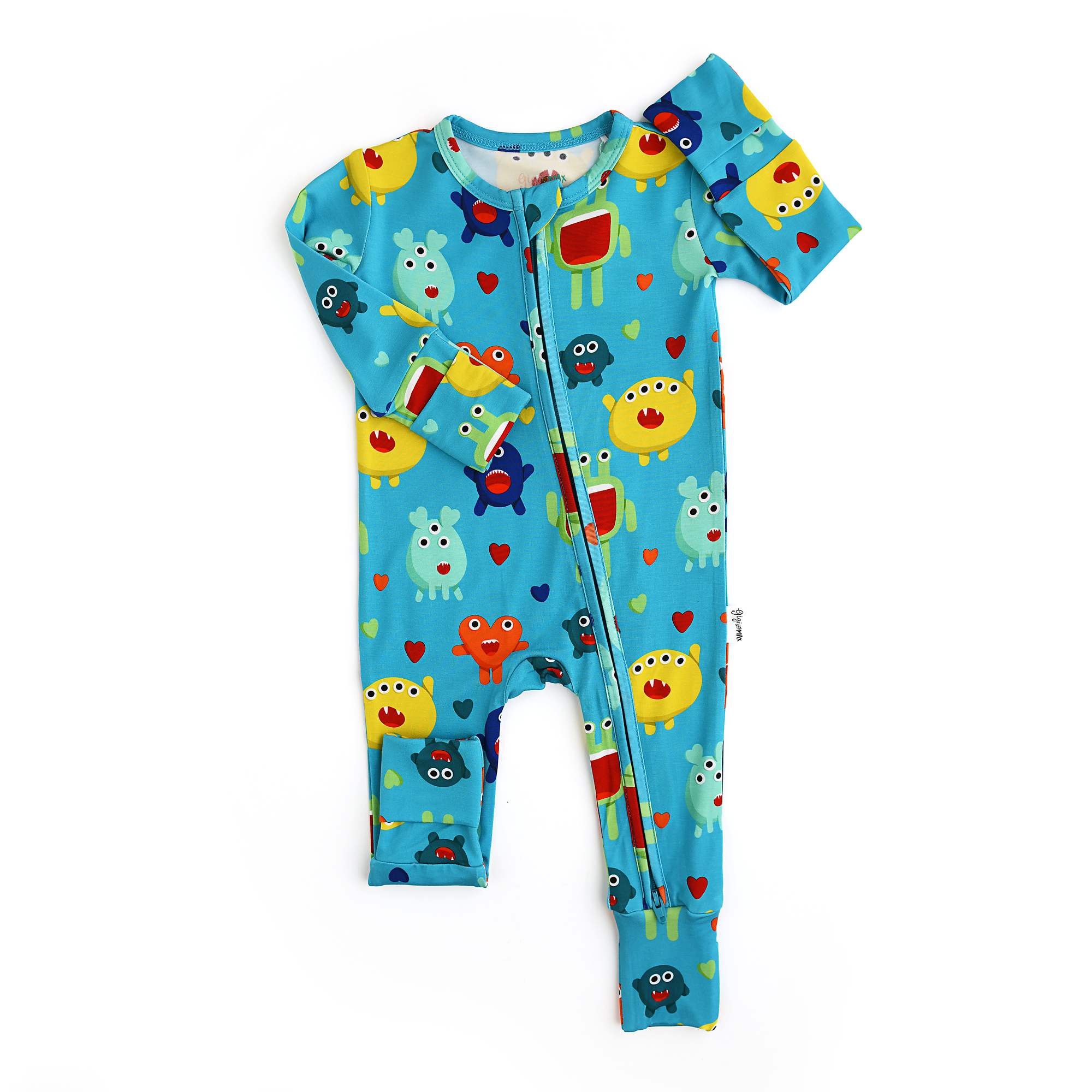 Finn Zip Bamboo Valentines Day Monster Baby Outfit