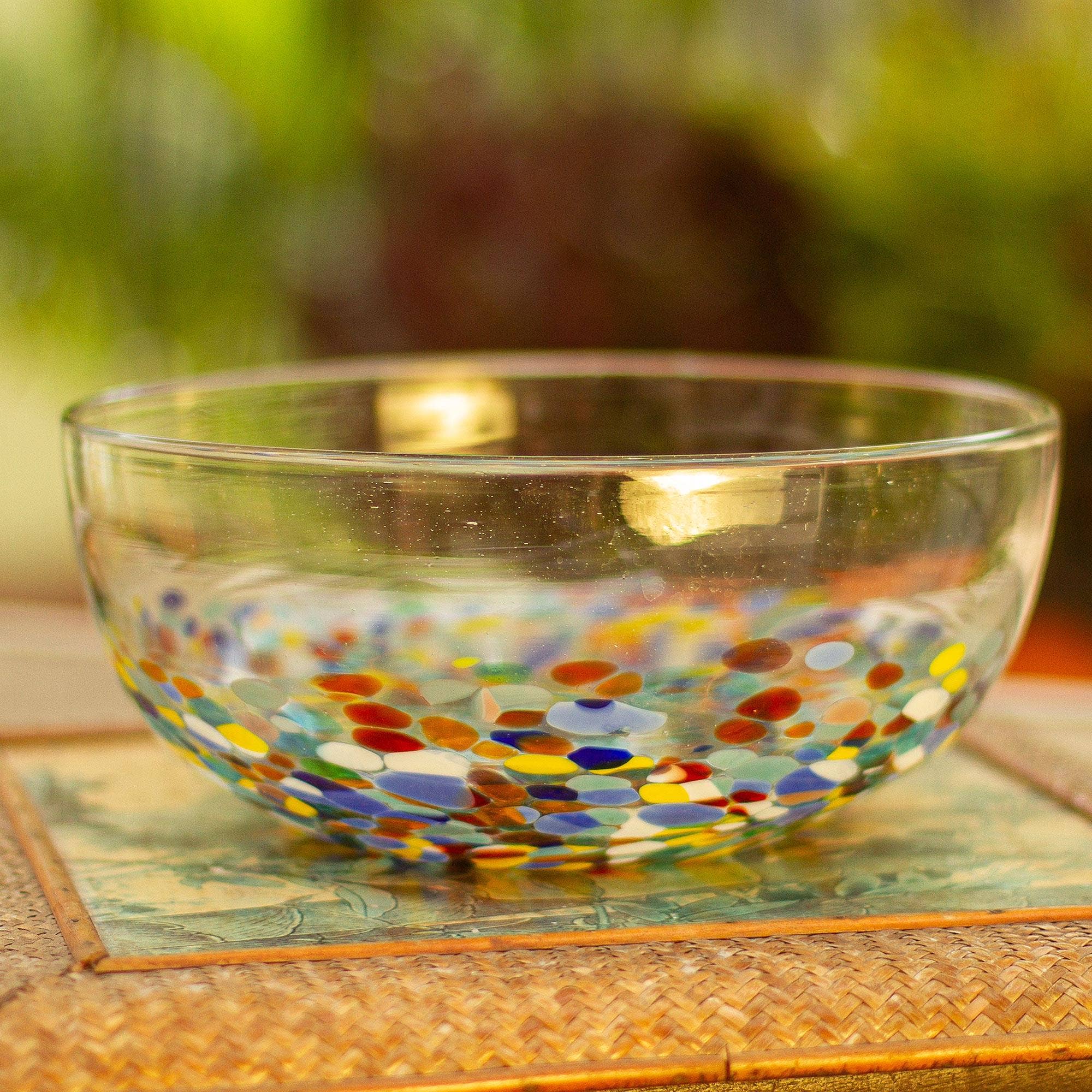 NOVICA Confetti Festival Blown Glass Serving Bowl